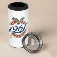 65th Birthday Beer Lover Vintage 1961 Limited Edition 4 in 1 Can Cooler Tumbler Bald Eagle