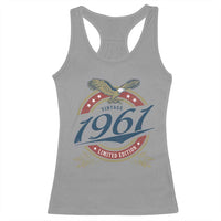 65th Birthday Beer Lover Vintage 1961 Limited Edition Racerback Tank Top Bald Eagle
