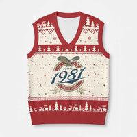 45th Birthday Beer Lover Vintage 1981 Limited Edition V-Neck Knit Sweater Vest Bald Eagle
