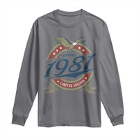 45th Birthday Beer Lover Vintage 1981 Limited Edition Long Sleeve Shirt Bald Eagle