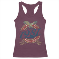 45th Birthday Beer Lover Vintage 1981 Limited Edition Racerback Tank Top Bald Eagle