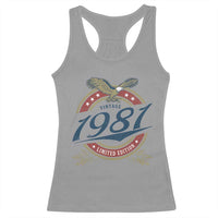 45th Birthday Beer Lover Vintage 1981 Limited Edition Racerback Tank Top Bald Eagle