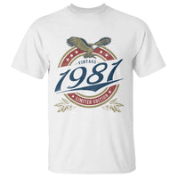 45th Birthday Beer Lover Vintage 1981 Limited Edition T Shirt Bald Eagle