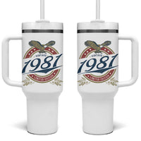 45th Birthday Beer Lover Vintage 1981 Limited Edition Tumbler With Handle Bald Eagle