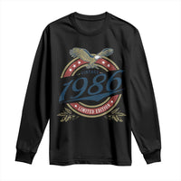 40th Birthday Beer Lover Vintage 1986 Limited Edition Long Sleeve Shirt Bald Eagle