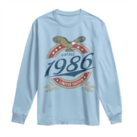 40th Birthday Beer Lover Vintage 1986 Limited Edition Long Sleeve Shirt Bald Eagle