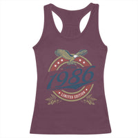 40th Birthday Beer Lover Vintage 1986 Limited Edition Racerback Tank Top Bald Eagle