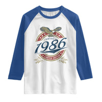 40th Birthday Beer Lover Vintage 1986 Limited Edition Raglan Shirt Bald Eagle