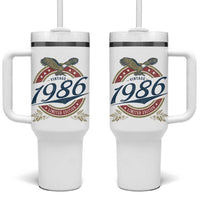 40th Birthday Beer Lover Vintage 1986 Limited Edition Tumbler With Handle Bald Eagle