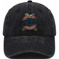 40th Birthday Beer Lover Vintage 1986 Limited Edition Washed Cotton Baseball Cap Bald Eagle