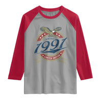 35th Birthday Beer Lover Vintage 1991 Limited Edition Raglan Shirt Bald Eagle