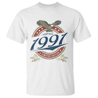35th Birthday Beer Lover Vintage 1991 Limited Edition T Shirt Bald Eagle