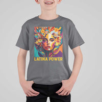 Latina Power T Shirt For Kid Hispanic Heritage Month Women Flowers Geometric Painting - Wonder Print Shop