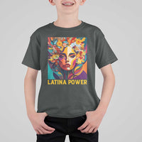 Latina Power T Shirt For Kid Hispanic Heritage Month Women Flowers Geometric Painting - Wonder Print Shop