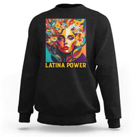 Latina Power Sweatshirt Hispanic Heritage Month Women Flowers Geometric Painting - Wonder Print Shop