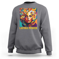 Latina Power Sweatshirt Hispanic Heritage Month Women Flowers Geometric Painting - Wonder Print Shop