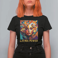 Latina Power T Shirt For Women Hispanic Heritage Month Women Flowers Geometric Painting - Wonder Print Shop