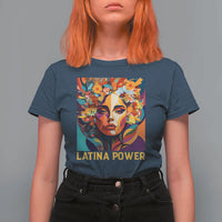 Latina Power T Shirt For Women Hispanic Heritage Month Women Flowers Geometric Painting - Wonder Print Shop