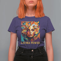 Latina Power T Shirt For Women Hispanic Heritage Month Women Flowers Geometric Painting - Wonder Print Shop
