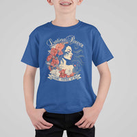 Latina Power T Shirt For Kid Hispanic Heritage Month Vintage Women Flowers - Wonder Print Shop
