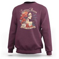 Latina Power Sweatshirt Hispanic Heritage Month Vintage Women Flowers - Wonder Print Shop