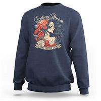 Latina Power Sweatshirt Hispanic Heritage Month Vintage Women Flowers - Wonder Print Shop