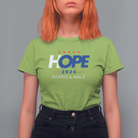 Harris Walz 2024 Supporter T Shirt For Women Hope Ope Presidential Election Stars - Wonder Print Shop