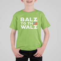 Funny Harris Walz Supporter T Shirt For Kid Balz To The Walz American Flag - Wonder Print Shop