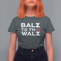 Funny Harris Walz Supporter T Shirt For Women Balz To The Walz American Flag - Wonder Print Shop