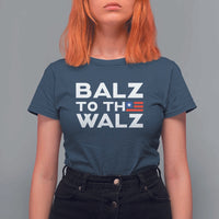 Funny Harris Walz Supporter T Shirt For Women Balz To The Walz American Flag - Wonder Print Shop