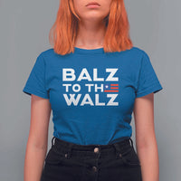 Funny Harris Walz Supporter T Shirt For Women Balz To The Walz American Flag - Wonder Print Shop