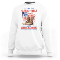 Harris Walz Sweatshirt Let's Win This And The Joyful Warriors American Flag - Wonder Print Shop