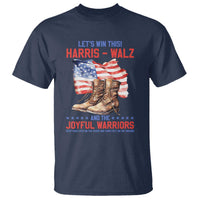 Harris Walz T Shirt Let's Win This And The Joyful Warriors American Flag - Wonder Print Shop