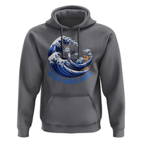 Funny Blue Wave 2024 Hoodie Vote Blue Presidential Elections Cat Tsunami Flowers - Wonder Print Shop