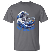Funny Blue Wave 2024 T Shirt Vote Blue Presidential Elections Cat Tsunami Flowers - Wonder Print Shop
