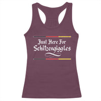 Just Here For Schitzengiggles Funny Oktoberfest Racerback Tank Top German Beer Festival Humor