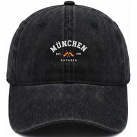 Munich City Bavaria Germany Est 1158 Washed Cotton Baseball Cap Vintage German Flag