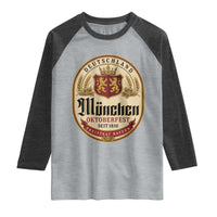 Oktoberfest Munchen Seit 1810 Raglan Shirt Deutschland German Beer Label Bavarian Lion Shield