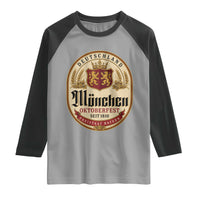 Oktoberfest Munchen Seit 1810 Raglan Shirt Deutschland German Beer Label Bavarian Lion Shield
