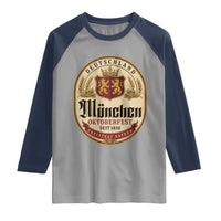 Oktoberfest Munchen Seit 1810 Raglan Shirt Deutschland German Beer Label Bavarian Lion Shield