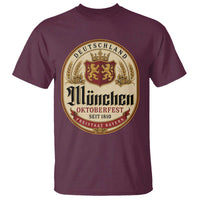 Oktoberfest Munchen Seit 1810 T Shirt Deutschland German Beer Label Bavarian Lion Shield