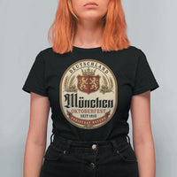 Oktoberfest Munchen Seit 1810 T Shirt For Women Deutschland German Beer Label Bavarian Lion Shield
