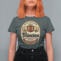 Oktoberfest Munchen Seit 1810 T Shirt For Women Deutschland German Beer Label Bavarian Lion Shield