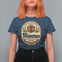 Oktoberfest Munchen Seit 1810 T Shirt For Women Deutschland German Beer Label Bavarian Lion Shield