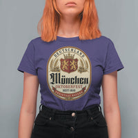 Oktoberfest Munchen Seit 1810 T Shirt For Women Deutschland German Beer Label Bavarian Lion Shield
