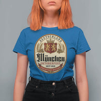 Oktoberfest Munchen Seit 1810 T Shirt For Women Deutschland German Beer Label Bavarian Lion Shield