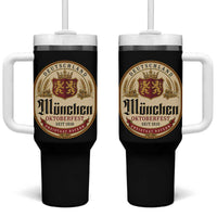 Oktoberfest Munchen Seit 1810 Tumbler With Handle Deutschland German Beer Label Bavarian Lion Shield