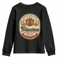 Oktoberfest Munchen Seit 1810 Youth Sweatshirt Deutschland German Beer Label Bavarian Lion Shield