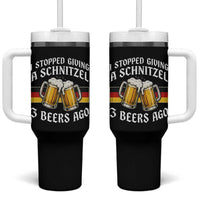 Funny Oktoberfest Beer Drinking Tumbler With Handle I Stopped Giving A Schnitzel 3 Beers Ago
