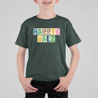 Harris Walz Supporter T Shirt For Kid Colorful Quilted Paper Pattern US Presidential Election - Wonder Print Shop
